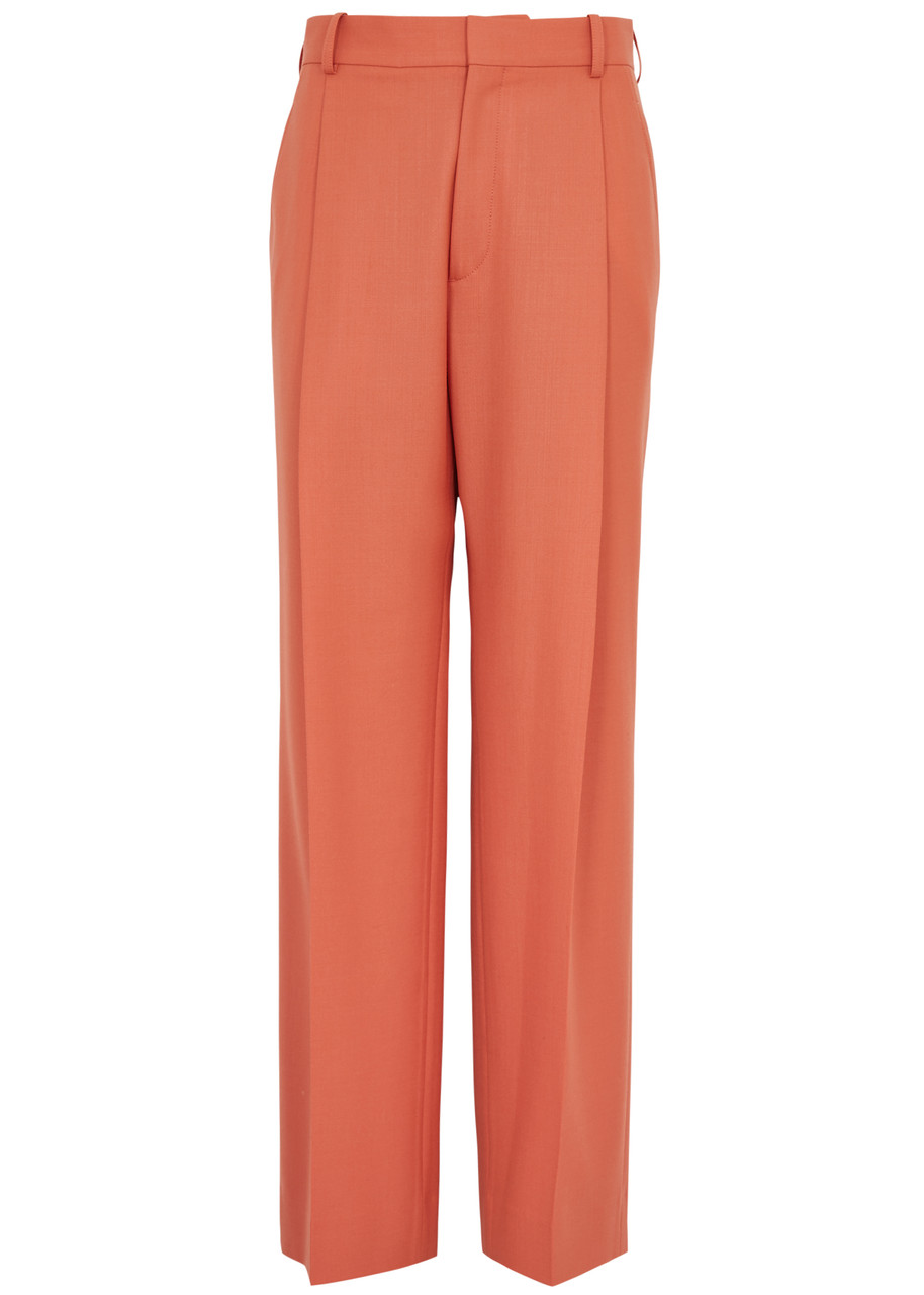 Pleated Tapered Twill Trousers
