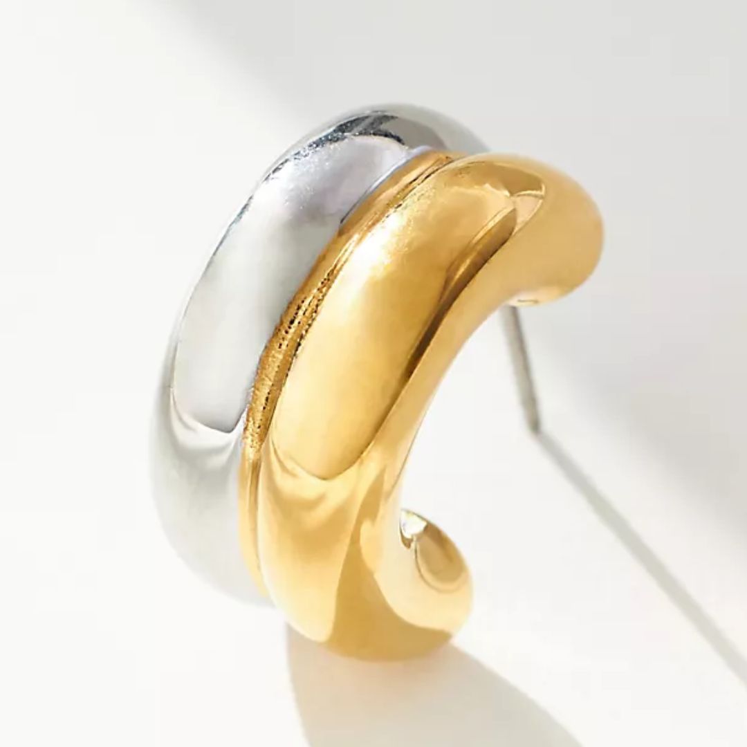 Anthropologie Mixed Metal Half Hoops