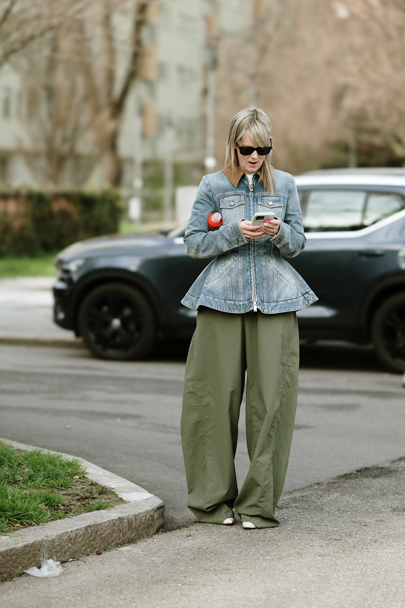 Denim peplum jacket