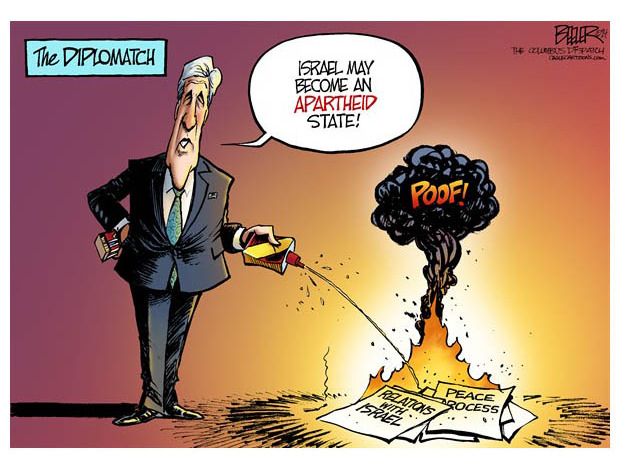 Political cartoon John Kerry Israel apartheid