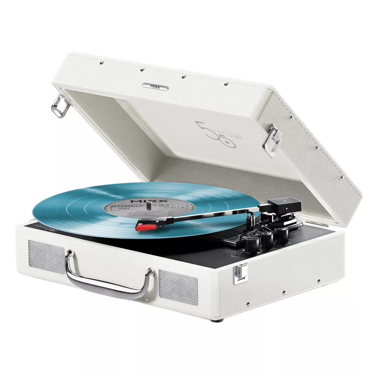 Mixx Revival 55 Portable Suitcase Vinyl Record Player. Built-In Stereo Speakers, Bluetooth Input &amp;amp; Output, 33 1/3 &amp;amp; 45 Rpm Speeds With Adapter, ...