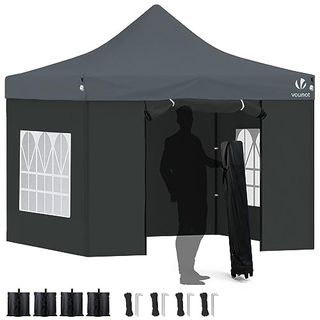 Heavy Duty Gazebo With 4 Sides, Pop Up Gazebo Fully Waterproof Party Tent 