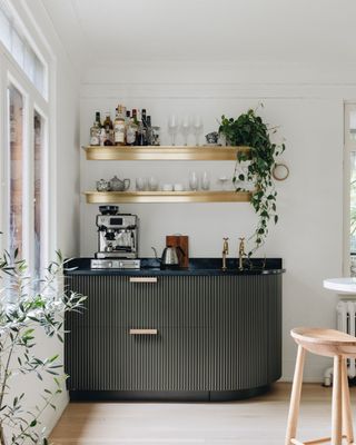 a fluted coffee station in a kitchen