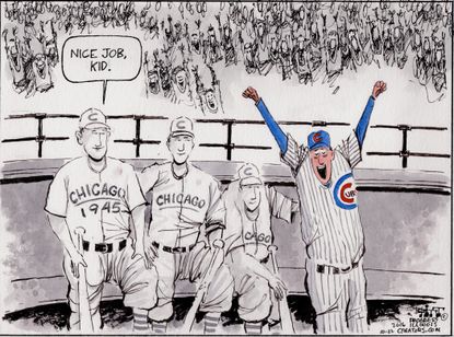 Editorial cartoon U.S. Cubs baseball
