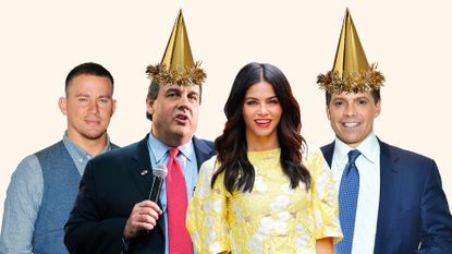 Celebrities in party hats