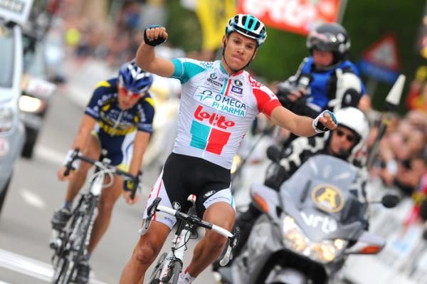 Philippe Gilbert (Omega Pharma-Lotto) takes the win in Brabantse Pijl