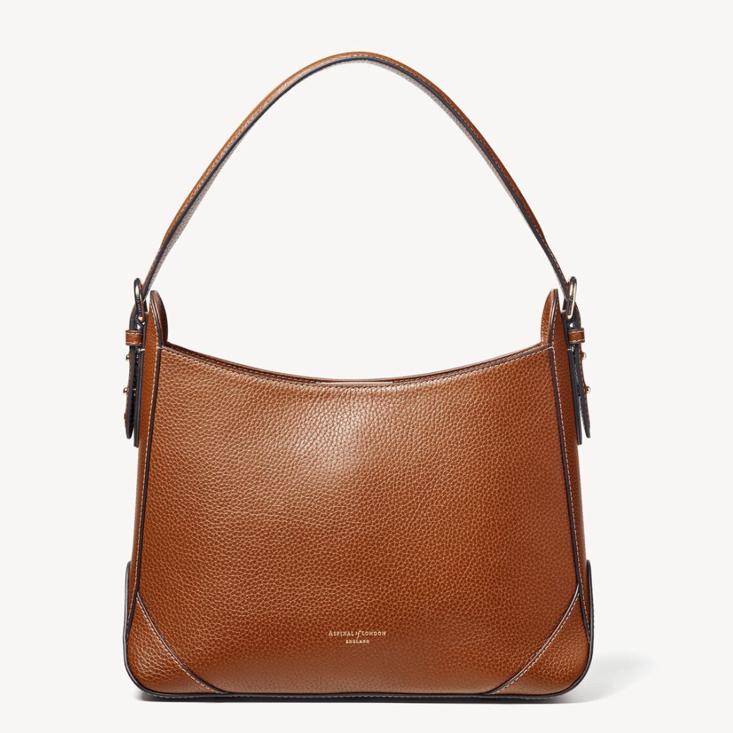 Aspinal of London Hobo Bag Tan Pebble