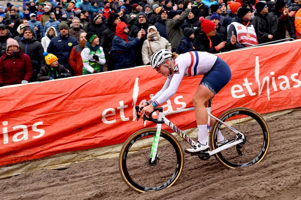 British Zoe Backstedt pictured in action during the women's elite race at the World Cup cyclocross cycling event in Zonhoven on Sunday 07 January 2024, stage 12 (out of 14) of the UCI World Cup competition.
BELGA PHOTO DAVID PINTENS (Photo by DAVID PINTENS / BELGA MAG / Belga via AFP)