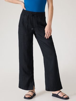 Retreat Linen Mid Rise Wide Leg Pant