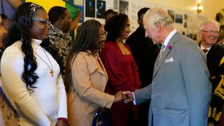 Prince Charles, Prince of Wales, Patron of the University of Wales Trinity Saint David meets scholarship students from St Vincent and the Grenadines