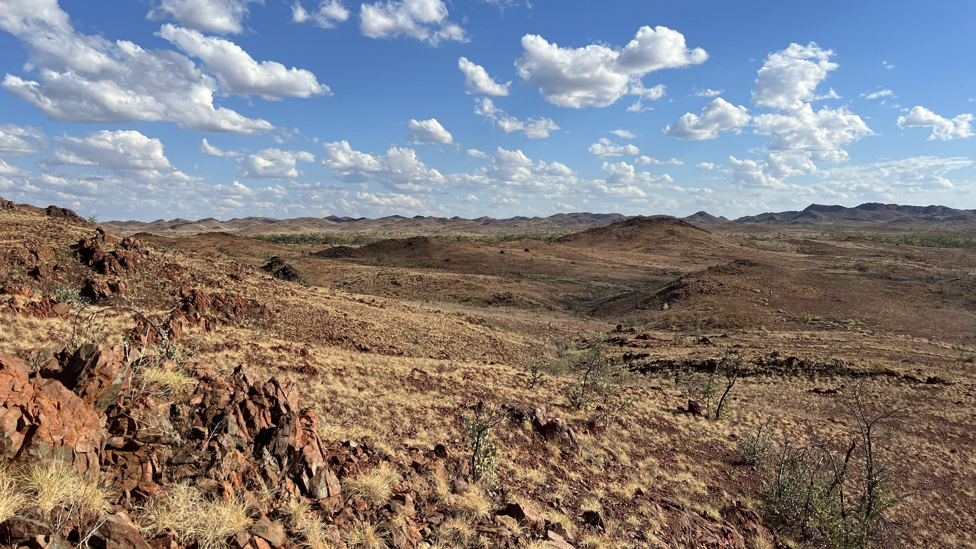 A view of the North Pole Dome area in Western Australia. The landscape is rocky and barren.