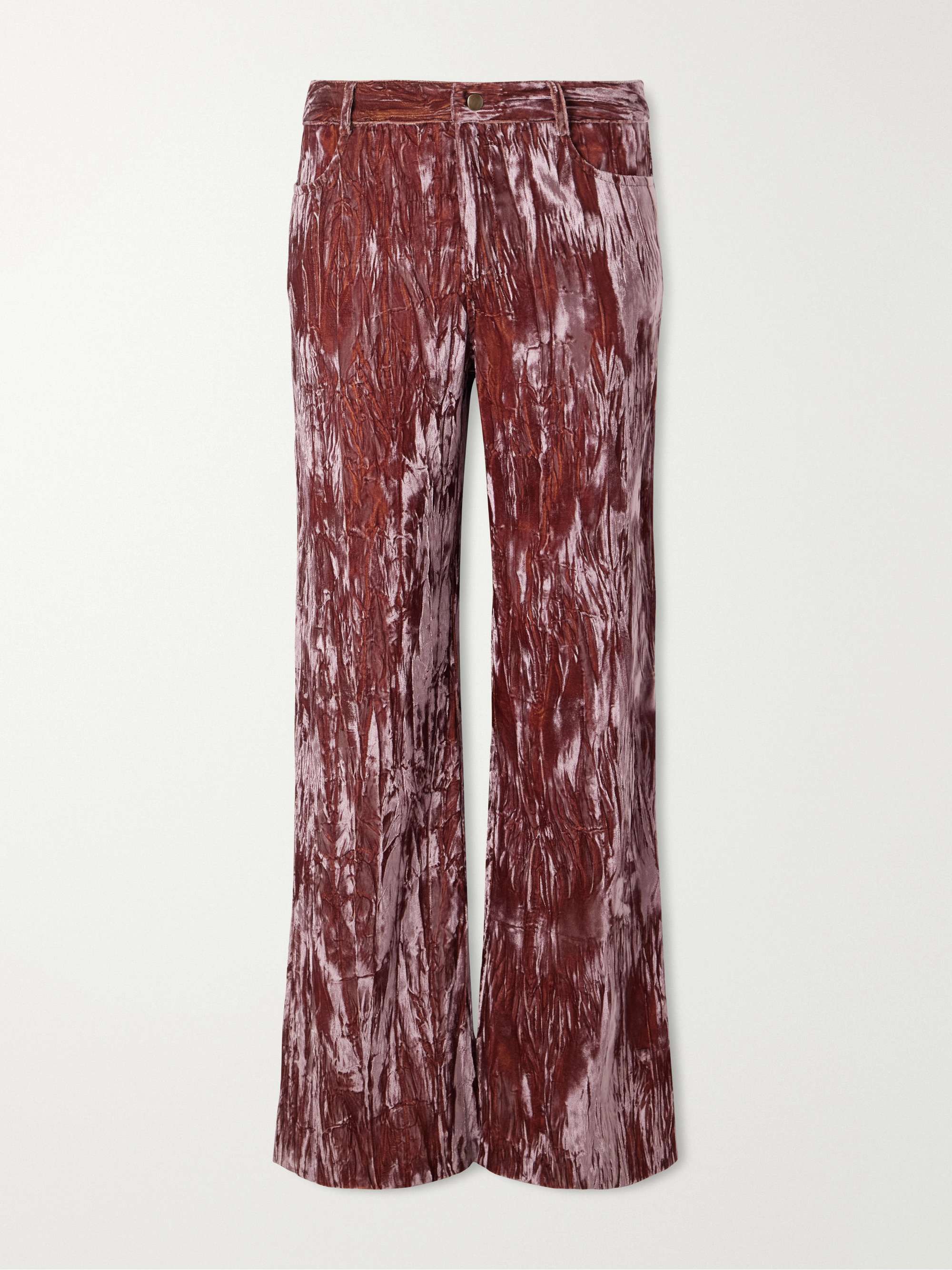 Velvet-Rayon Wide-Leg Pants