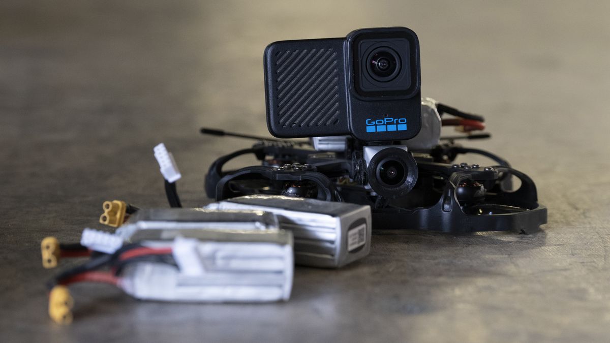 The GoPro Hero 10 Black Bones camera on an FPV drone