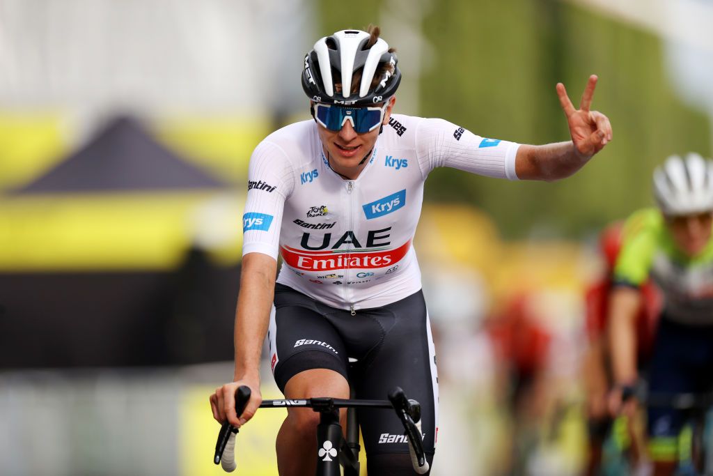 PARIS FRANCE JULY 23 Tadej Pogacar of Slovenia and UAE Team Emirates White Best Young Rider Jersey reacts after the stage twentyone of the 110th Tour de France 2023 a 11 51km stage from SaintQuentinenYvelines to Paris UCIWT on July 23 2023 in Paris France Photo by Michael SteeleGetty Images