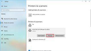 Printers and scanner settings