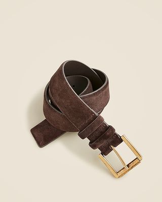 Suede Roller-Buckle Belt