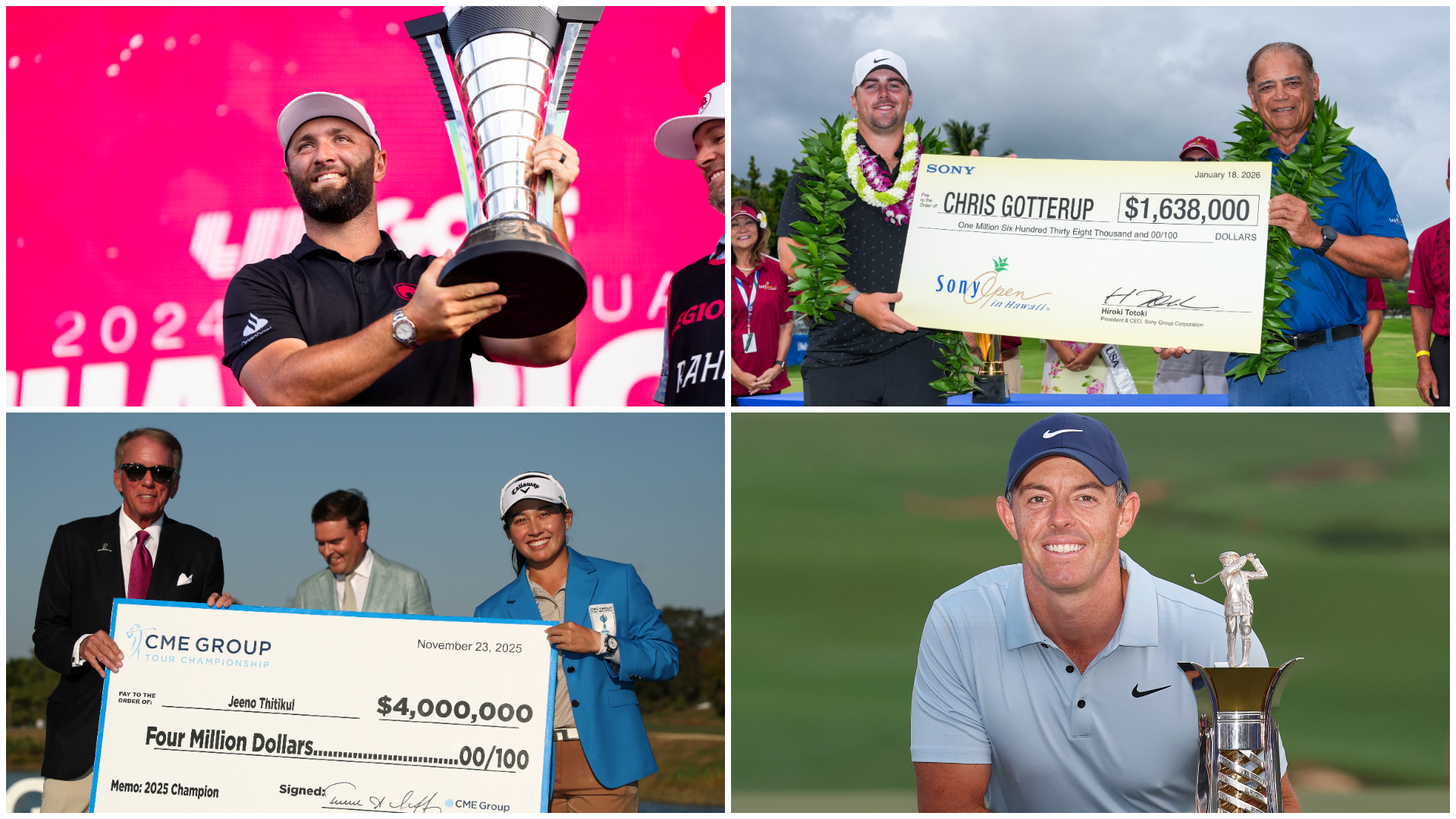 Jon Rahm, Chris Gotterup, Jeeno Thitikul and Rory McIlroy
