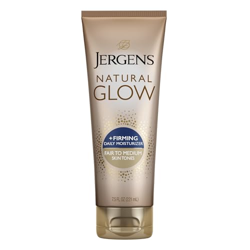 Jergens Natural Glow +firming Self Tanner Body Lotion, Fair to Medium Skin Tone, Sunless Tanning Moisturizer With Collagen and Elastin. Helps to Visibly Reduce Cellulite, 7.5 Fl Oz