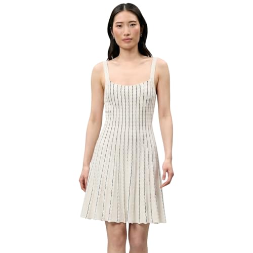 Rebecca Taylor Women&amp;rsquo;s Dorothy Knit Mini Dress &amp;ndash; Scallop Rib Stitch Sleeveless Cotton Blend Dress &amp;ndash; Elegant White Cocktail &amp;amp; Bridal Shower Dress
