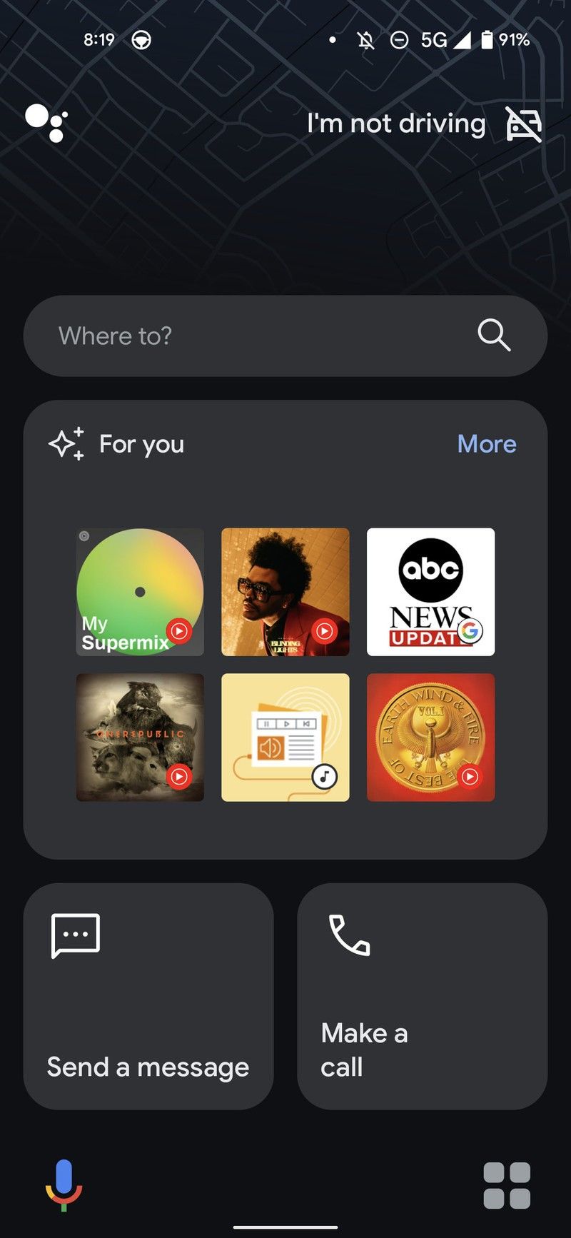 Google Assistant Driving Mode Search Bar