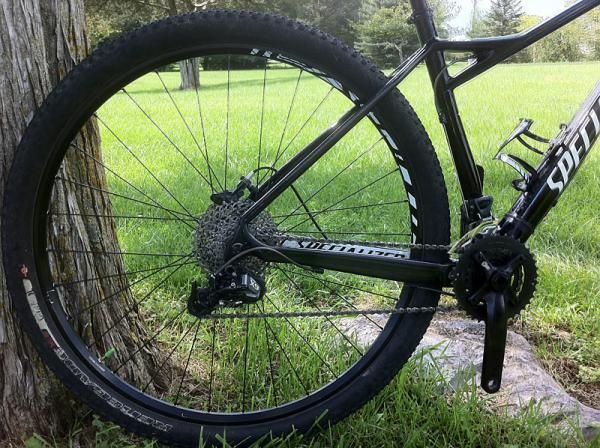 A view of the rear triangle and drivetrain