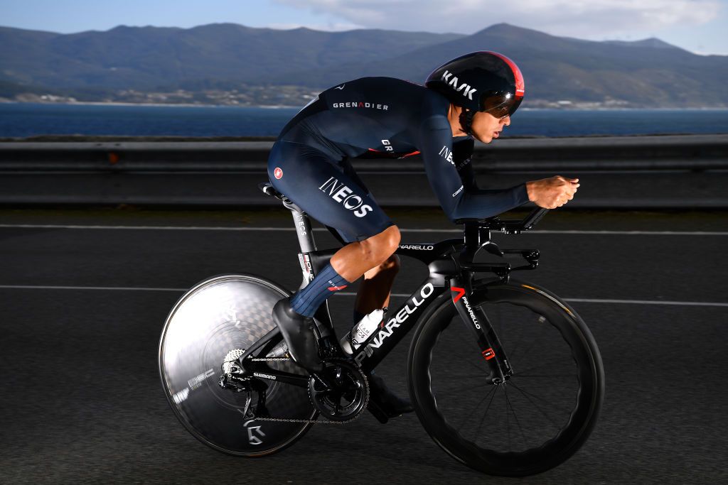MIRADOR DE ZARO DUMBRA SPAIN NOVEMBER 03 Andrey Amador Bikkazakova of Costa Rica and Team INEOS Grenadiers during the 75th Tour of Spain 2020 Stage 13 a 337km Individual Time Trial stage from Muros to Mirador de zaro Dumbra 278m ITT lavuelta LaVuelta20 La Vuelta on November 03 2020 in Mirador de zaro Dumbra Spain Photo by Justin SetterfieldGetty Images
