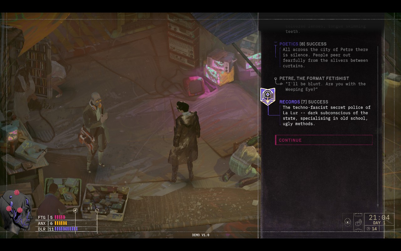 Chatting with a cop.