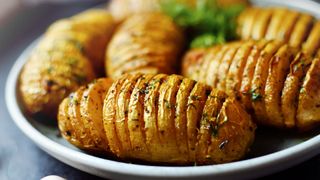 Roasted hasselback potatoes