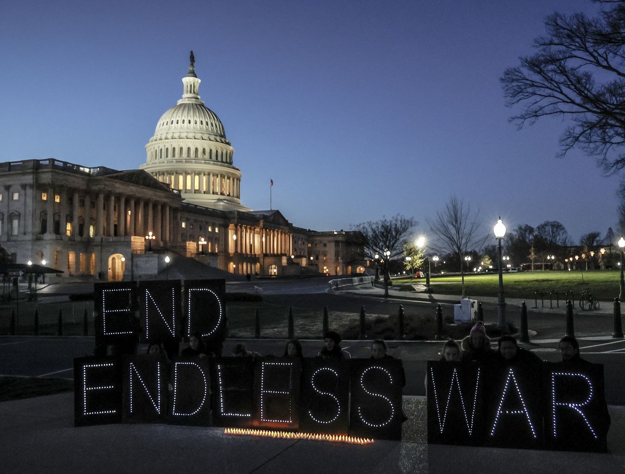 Protesters on the anniversary of the start of the Iraq War. 