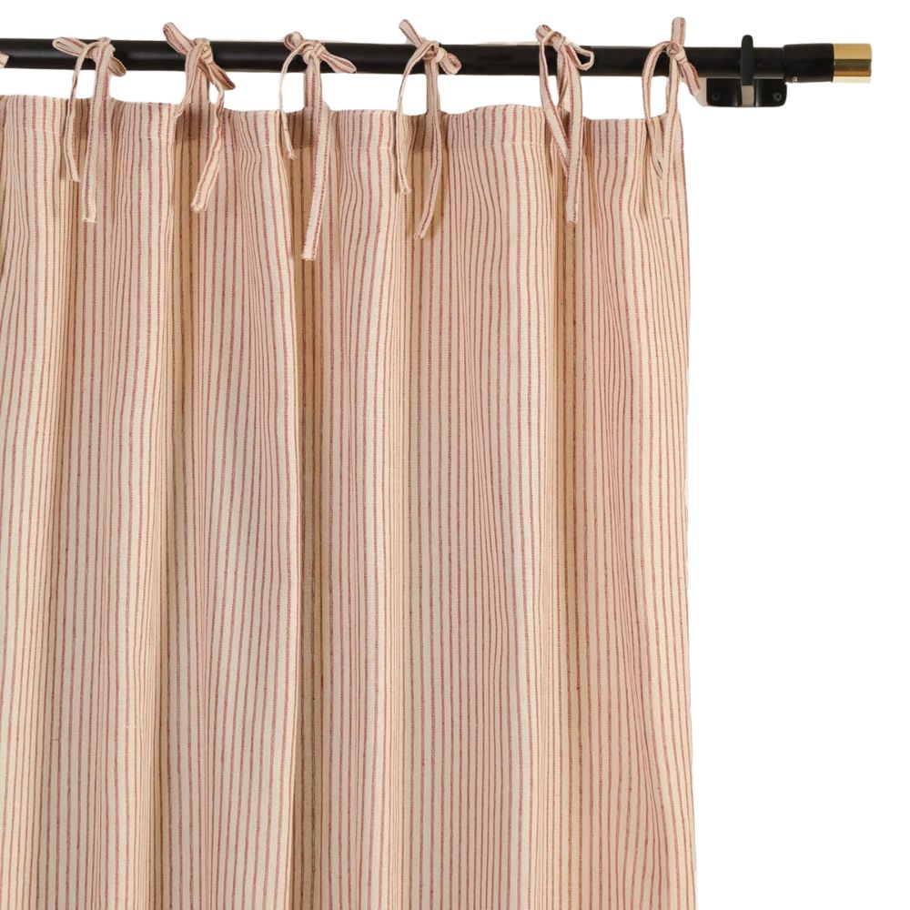 THE ART BOX Natural Linen Tie Top Sheer Striped Curtain