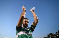 Dublin , Ireland - 14 July 2026; Roberto Lopes of Shamrock Rovers celebrates after the UEFA Champions League First Qualifying Round 2nd Leg match between Shamrock Rovers and Floriana at Tallaght Stadium in Dublin. (Photo By Stephen McCarthy/Sportsfile via Getty Images)