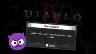 Error code 315306 displaying an error of unable to find a valid license for Diablo IV