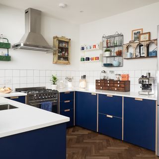 Blue kitchen by Plykea with vintage finds