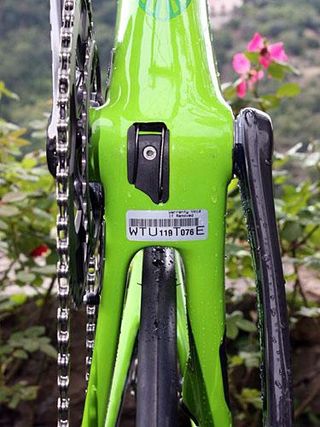 The driveside chain stay is taller and thinner while the non-driveside stay is substantially wider and more rounded.