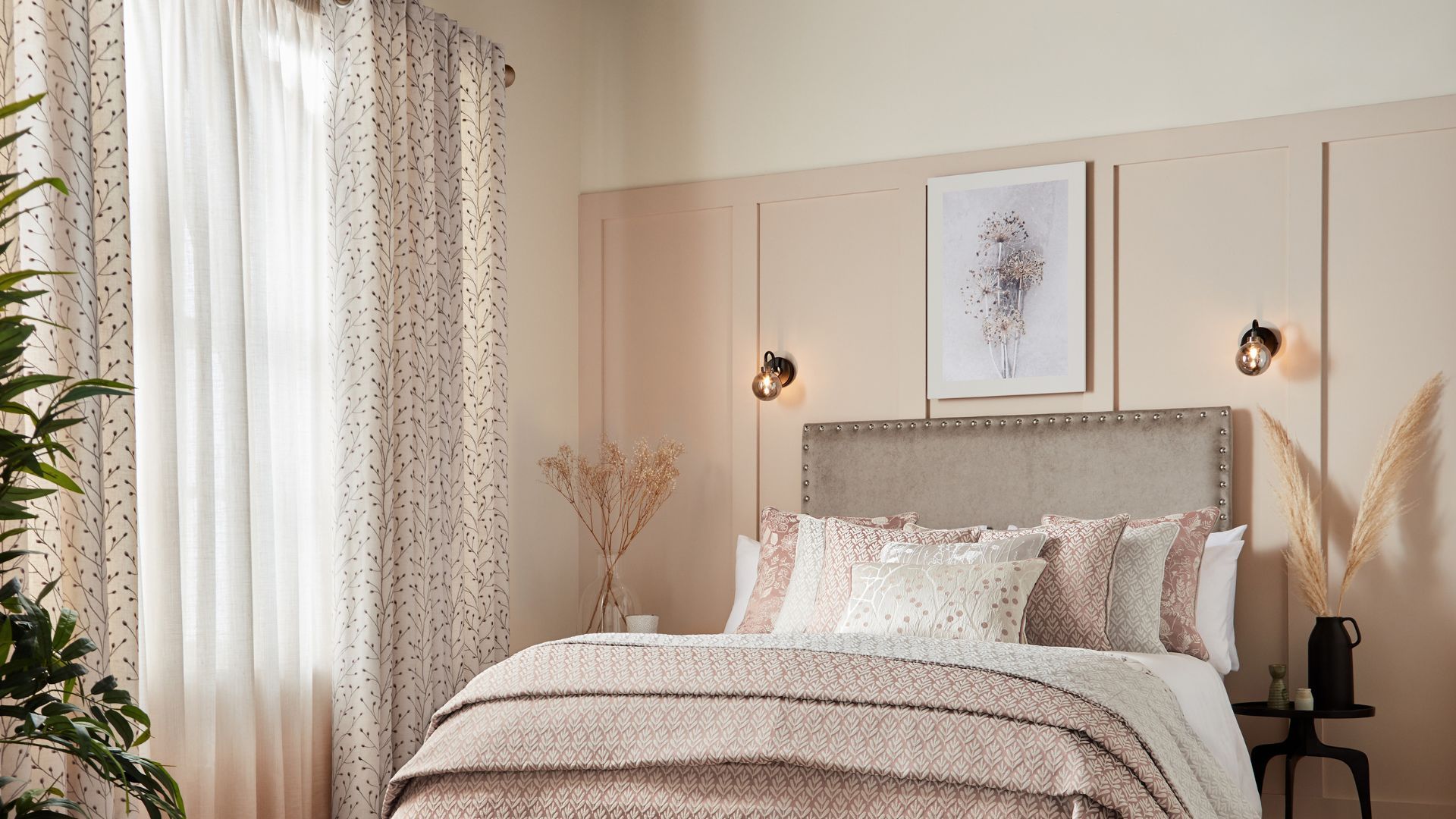 a feature wall in a bedroom