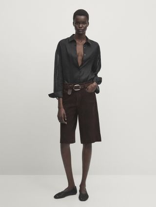 Suede Leather Bermuda Shorts