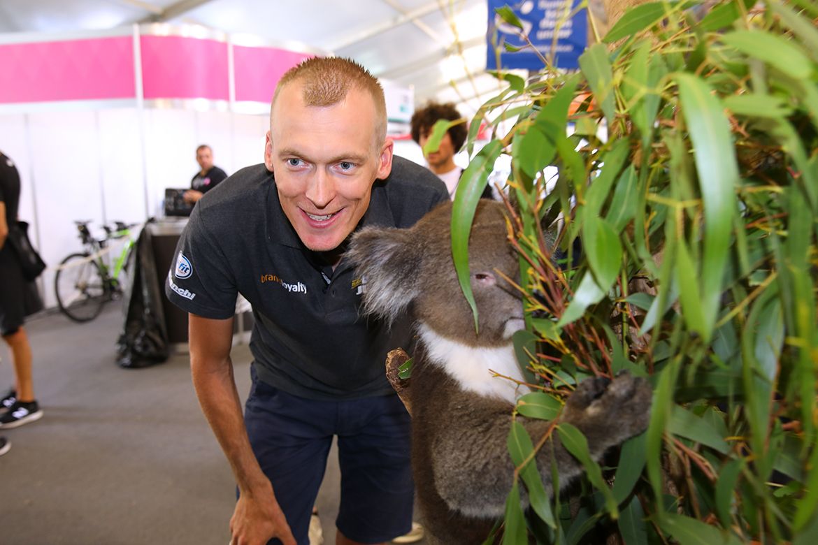 Robert Gesink and friend at the Tour Down Under.