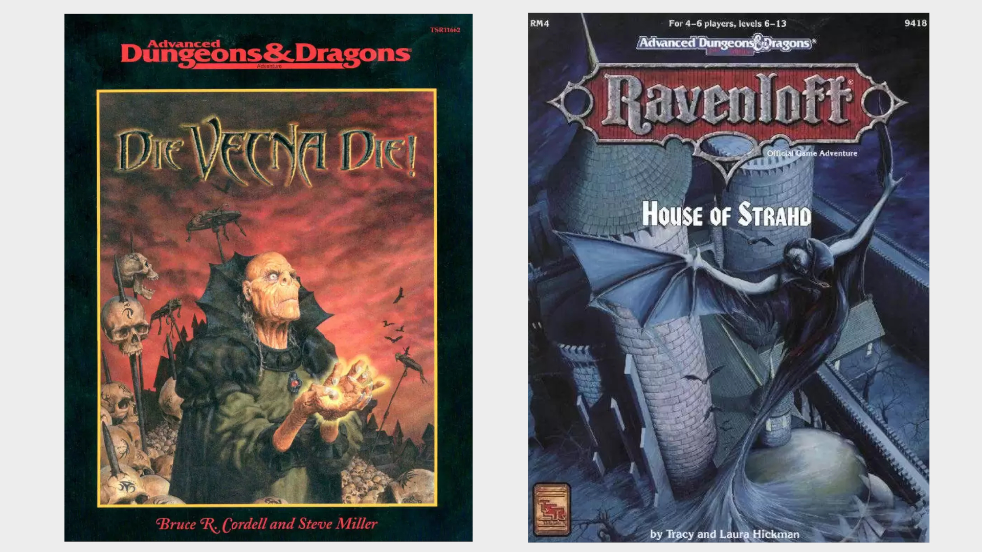 Die, Vecna, Die! and House of Strahd books on a plain background