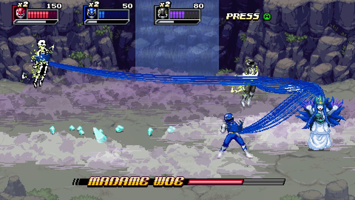 pixel art power rangers doing battle with foes in Mighty Morphin Power Rangers Rita's Rewind