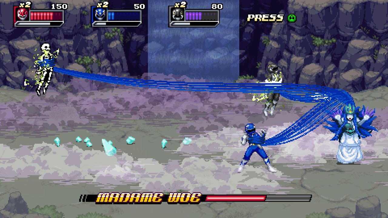 pixel art power rangers doing battle with foes in Mighty Morphin Power Rangers Rita's Rewind