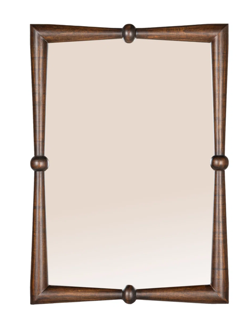 Eli Modern Walnut Finish Mango Wood Wall Mirror 