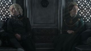 Aegon and Alicent in a carriage on House of the Dragon