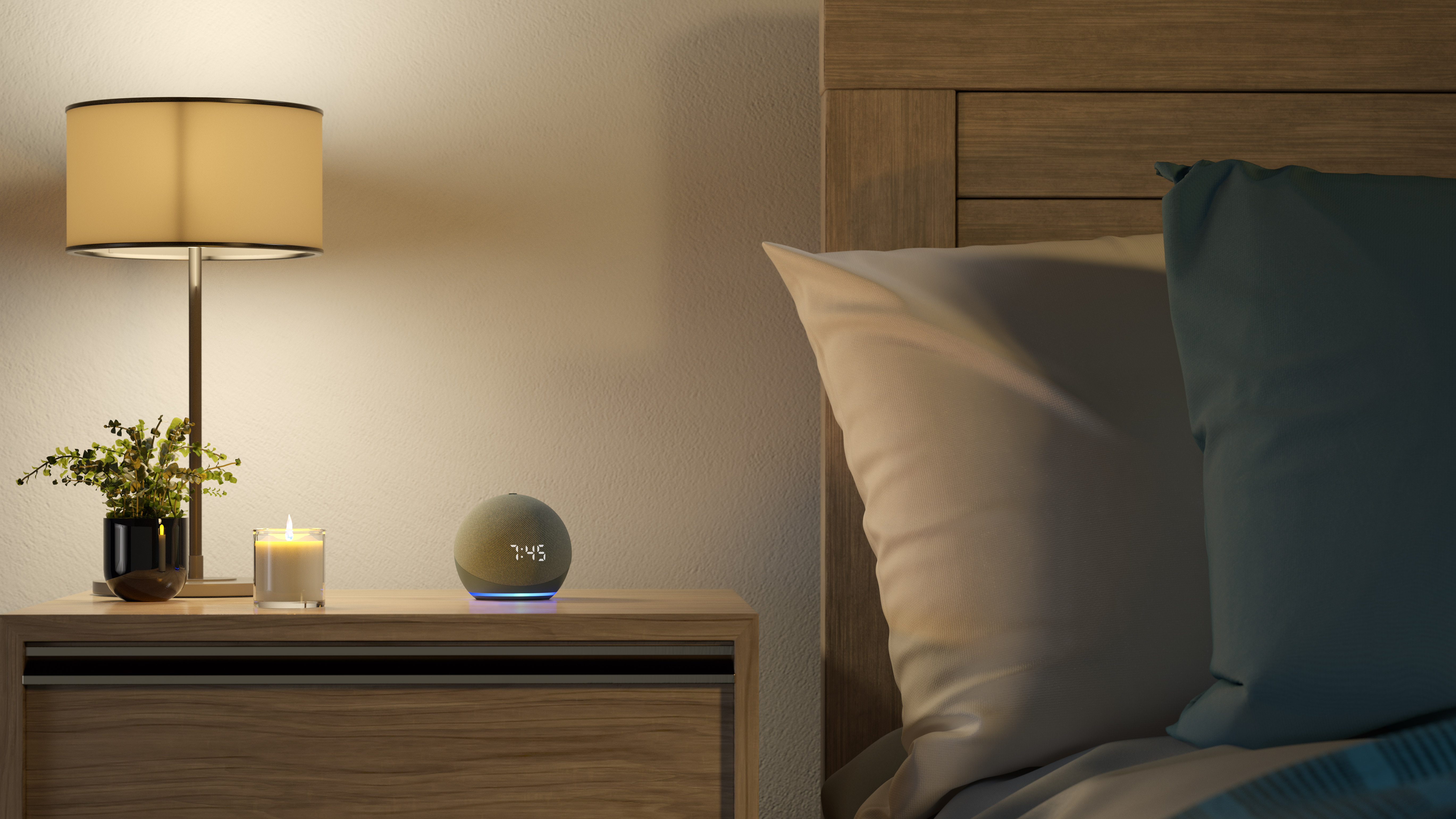 Amazon Echo Dot di kamar tidur