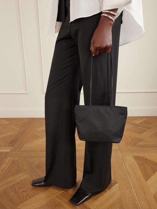 Spaghetti Leather-Trimmed Shell Tote