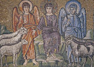 This 6th century mosaic depicts the parable of the Kingdom of God and the Last Judgement. The mosaic can be found at the Basilica of Sant'Apollinare Nuovo in Ravenna, Italy.