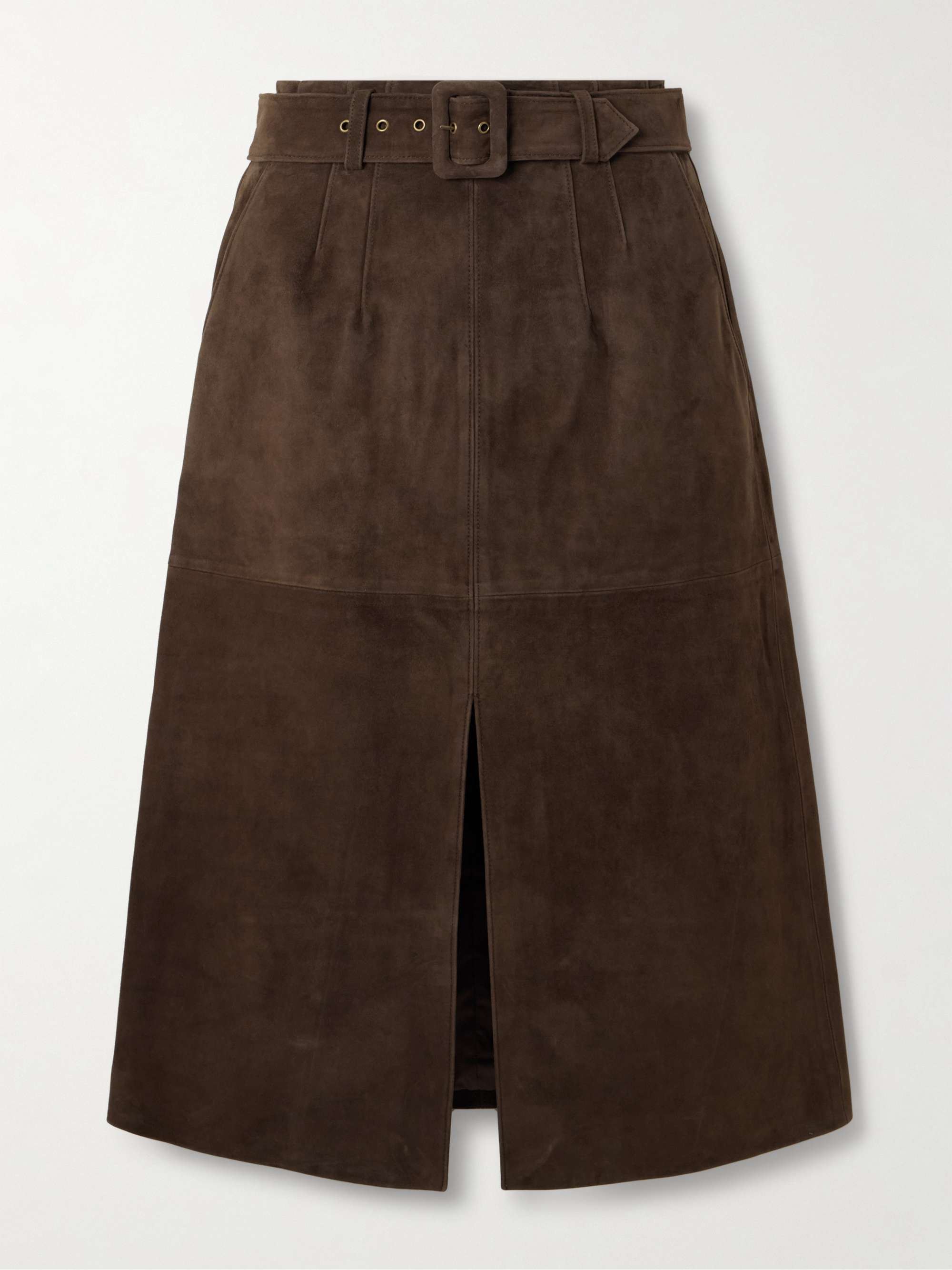 Alexie Belted Suede Midi Skirt