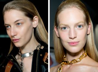 There was a subtly contoured tonal make-up look at Acne, defined by strong, groomed brows