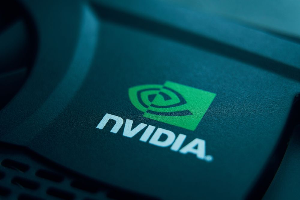 Nvidia&amp;#039;s logo on a piece of its hardware