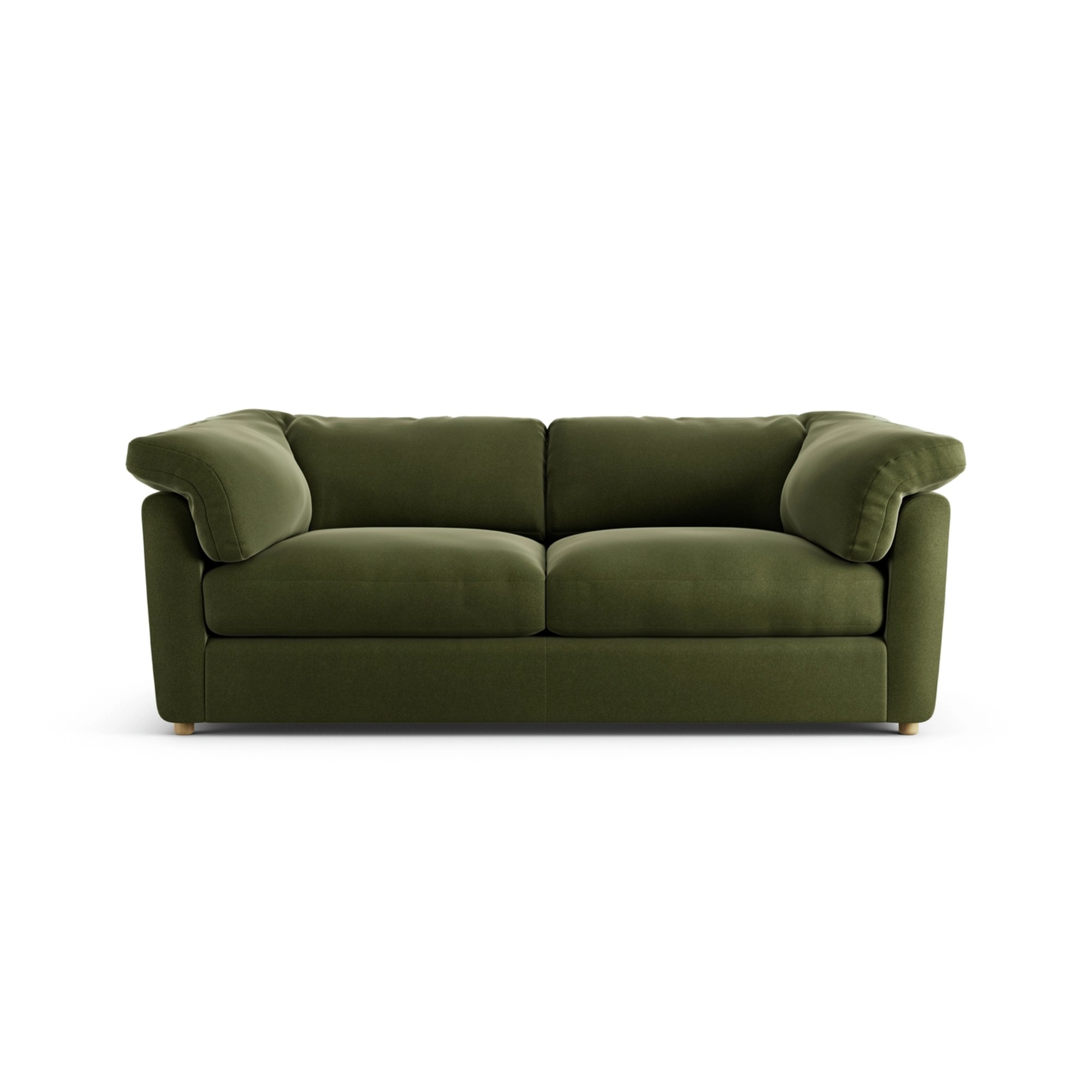 Habitat Wynn Velvet 3 Seater Sofa - Moss Green - Ash Leg