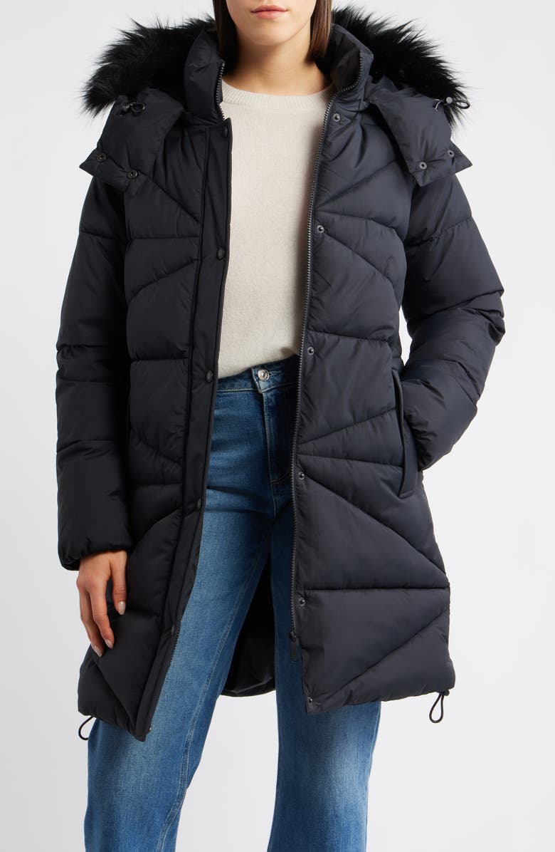 Faux Fur Trim Hooded Quilted Jacket